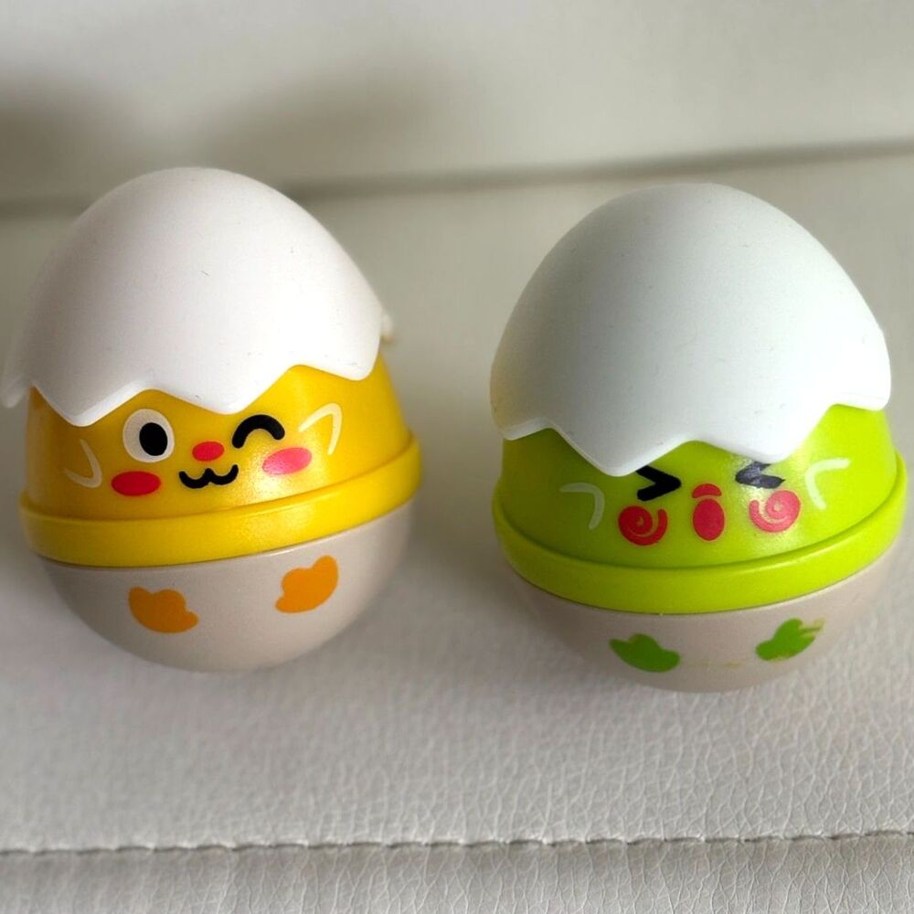 Hape Baby Egg Shaker Rattle Toys Set of 2 Yellow Green Wobble Sensory Toy